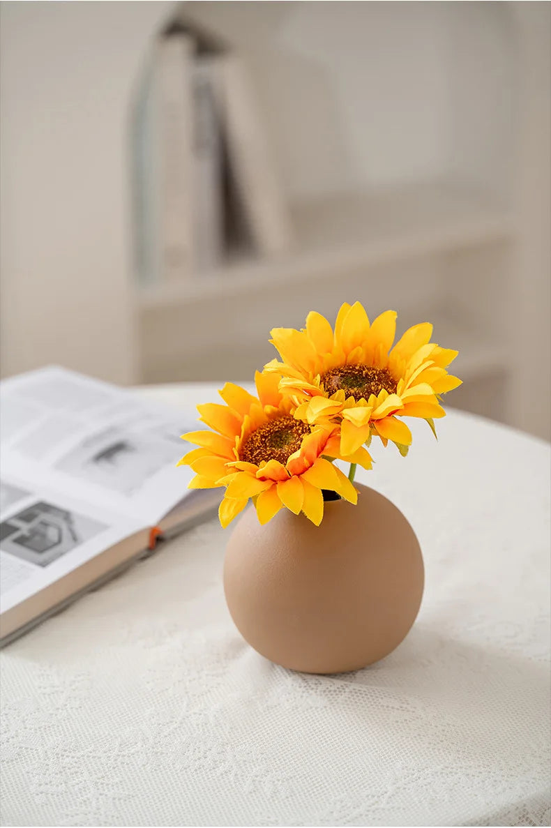 Vase Céramique Blanc Nordique | Fleurs Séchées | Décoration Salon & Bureau | Ornement Maison