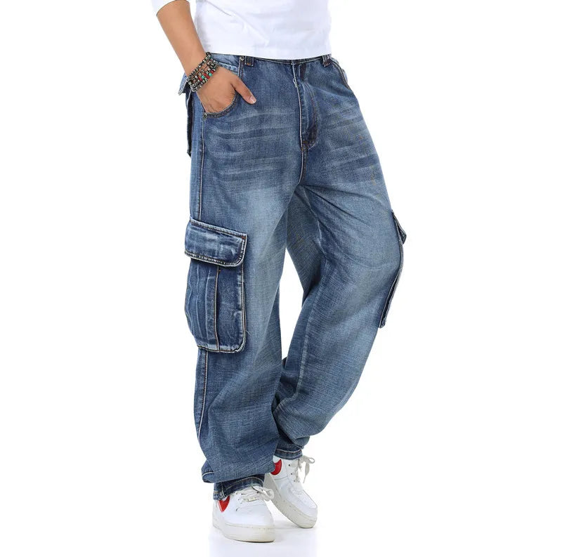 Jean droit en denim pour homme | Poches et taille mi-haute
