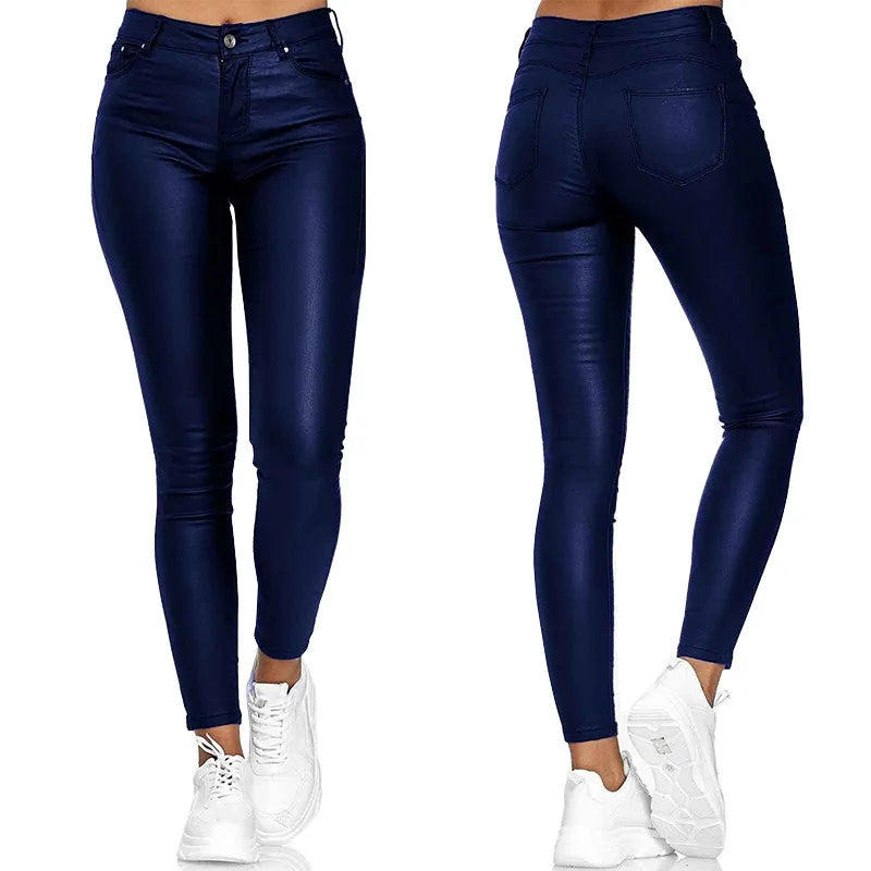 Pantalon Cuir PU Femme 2025 Mode Sexy | Élastique Casual | Legging Solide Bodycon | Streetwear