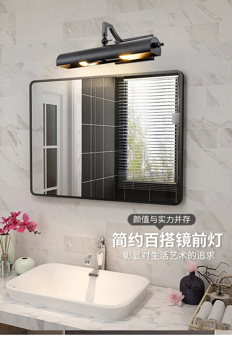 Applique Murale LED Rétro | Lumière Miroir Salle de Bain & Coiffeuse | Fer Forgé | E14