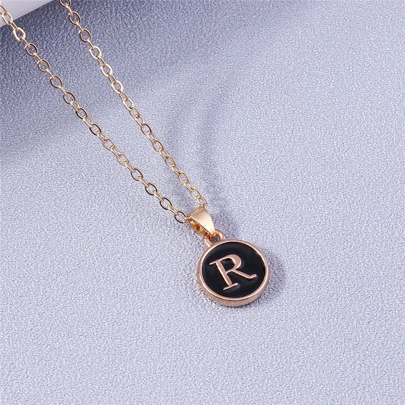 Collier Pendentif Initiales Femme | 26 Lettres A-Z Émail | Bijou Tendance Cadeau Anniversaire Fille