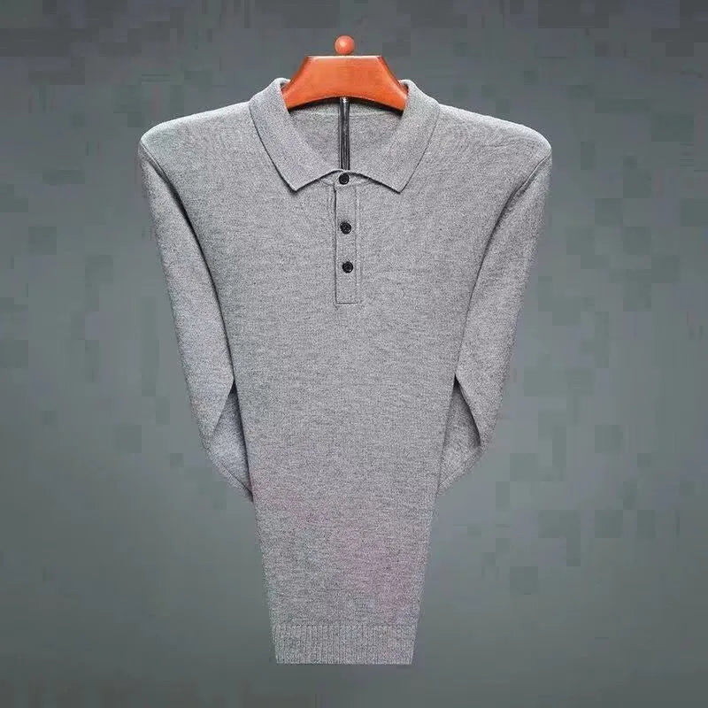 Luxury Men's Cashmere Sweater 100% Merino Wool Buttoned Pullover Autumn Winter Polo Collar Knitwear Male Casual Warm Jumper Tops