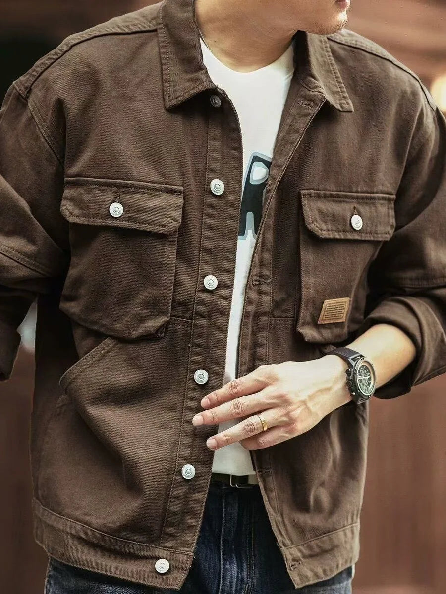 Veste en denim ample pour homme | Plusieurs poches
