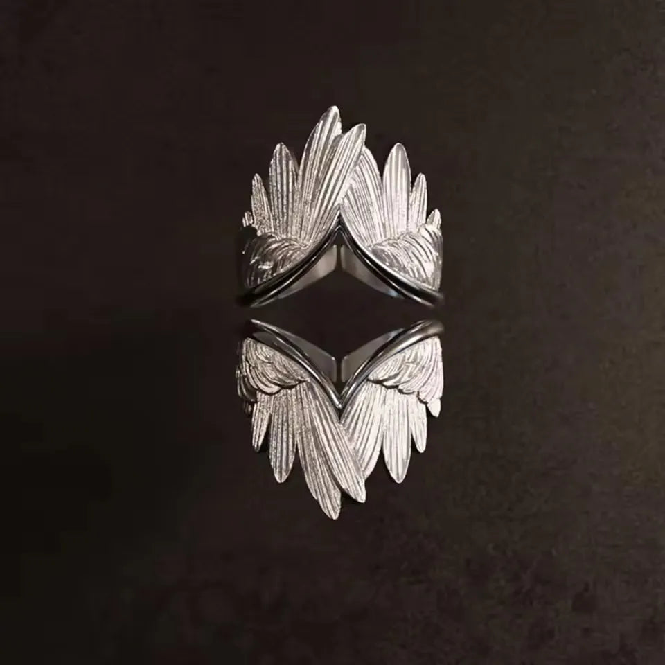 Retro Angel Wings Ring For Women Girls Punk Gothic Adjustable Open Ring Handmade Designer Jewelry Accessories Gift e783