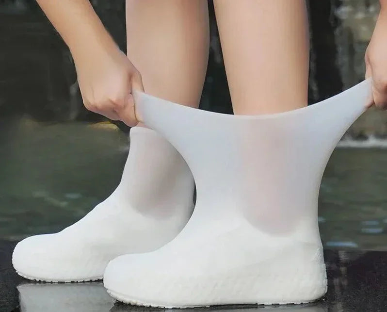 1 Pair Silicone Waterproof Shoe Covers Slip-resistant Rubber Rain Boot Rain Gear Overshoes Accessories for Outdoor Rainy Day