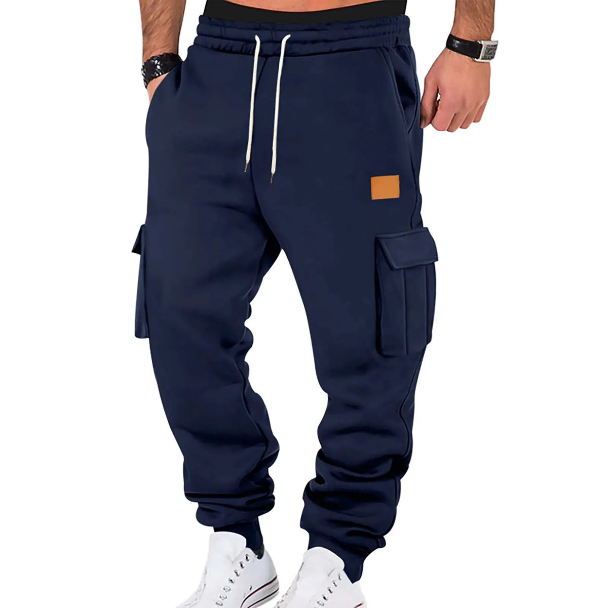 Men's Cargo Pants 2025 New Casual Loose Autumn Winter Straight Baggy Pants Multi-Pockets Solid Color Printing Sweatpants