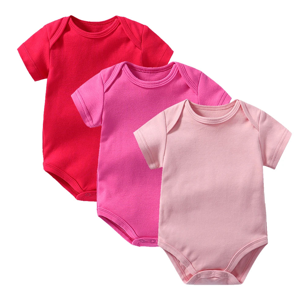 Lot 3 Bodys Bébé | 100% Coton | Nouveau-Né Été | Combinaison Romper | Blanc (v2)