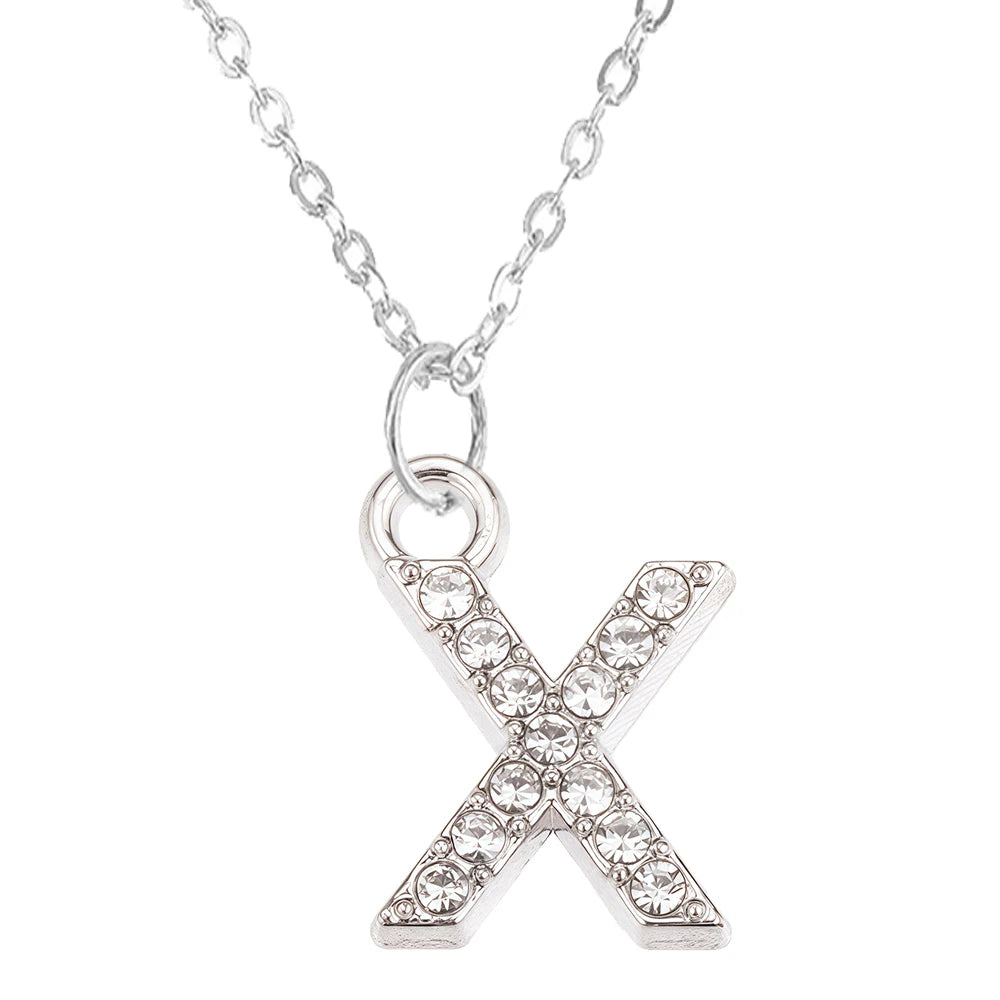 Collier Pendentif Lettre Brillant A-Z | 26 Initiales | Chaîne Clavicule | Bijou Saint-Valentin & Cadeau