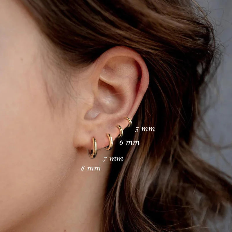 Boucles d'Oreilles Créoles Acier Inoxydable | Petites Couleur Or | Femme Homme Fille | Piercing Cartilage | Bijou Mode