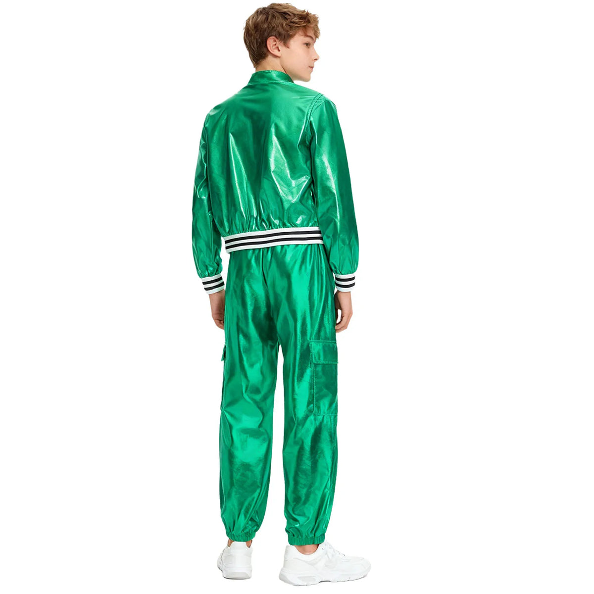 Ensemble Danse Fille Hip Hop | Veste Bomber Métallique & Pantalon | Costume Scène Carnaval Jazz