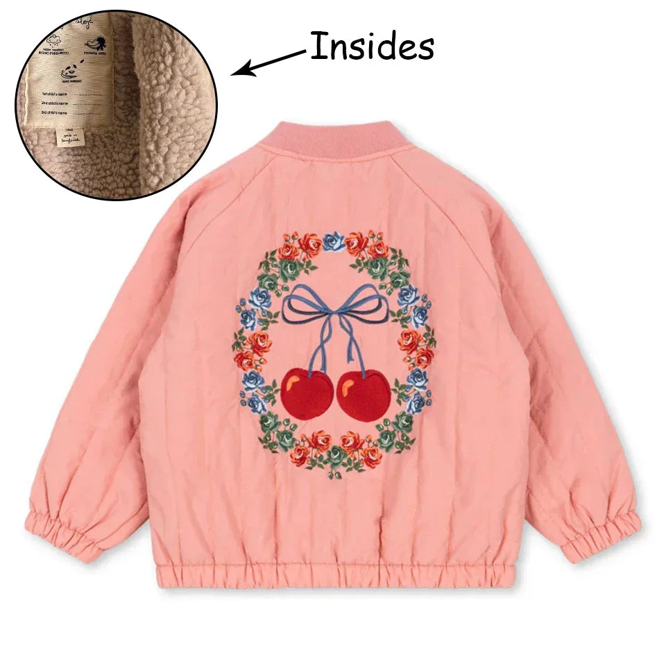 Manteau Polaire Paillettes Fille | Laine d'Agneau | Broderie Garçon | Vêtement Enfant Hiver