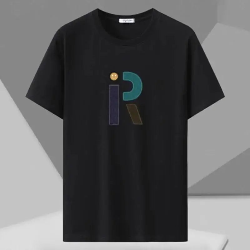 T-shirt à lettres pour homme | Col rond et manches mi-longues