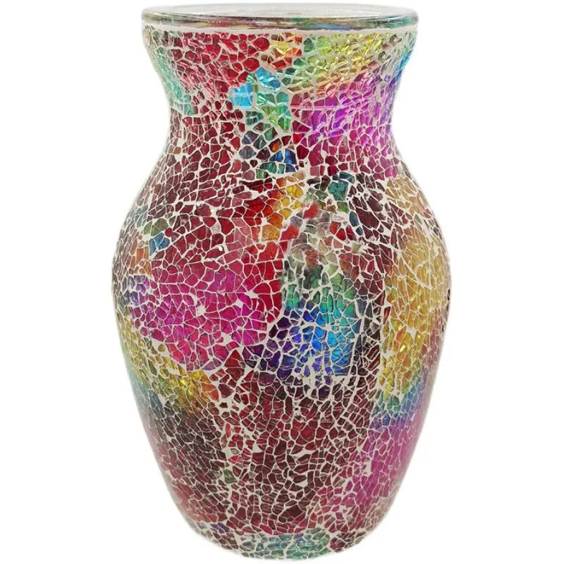 Vase Bohème Mosaïque Verre | Style Européen | Décoration Salon, Chambre & Entrée