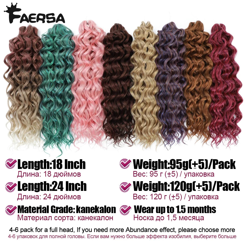 Deep Wavy Twist Crochet Hair Afro Curls Water Wave Crochet Braids Synthetic Curly Braiding Hair Extensions For Women 18 24 Inch