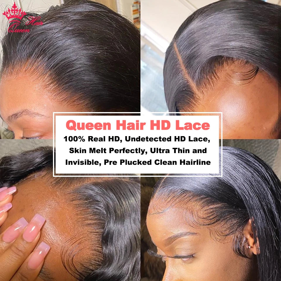 Queen Hair Real HD Invisible Wig 13x6 13x4 5x5 6x6 7x7 Undetectable Lace 100% Raw Human Hair Wigs Body Wave / Straight