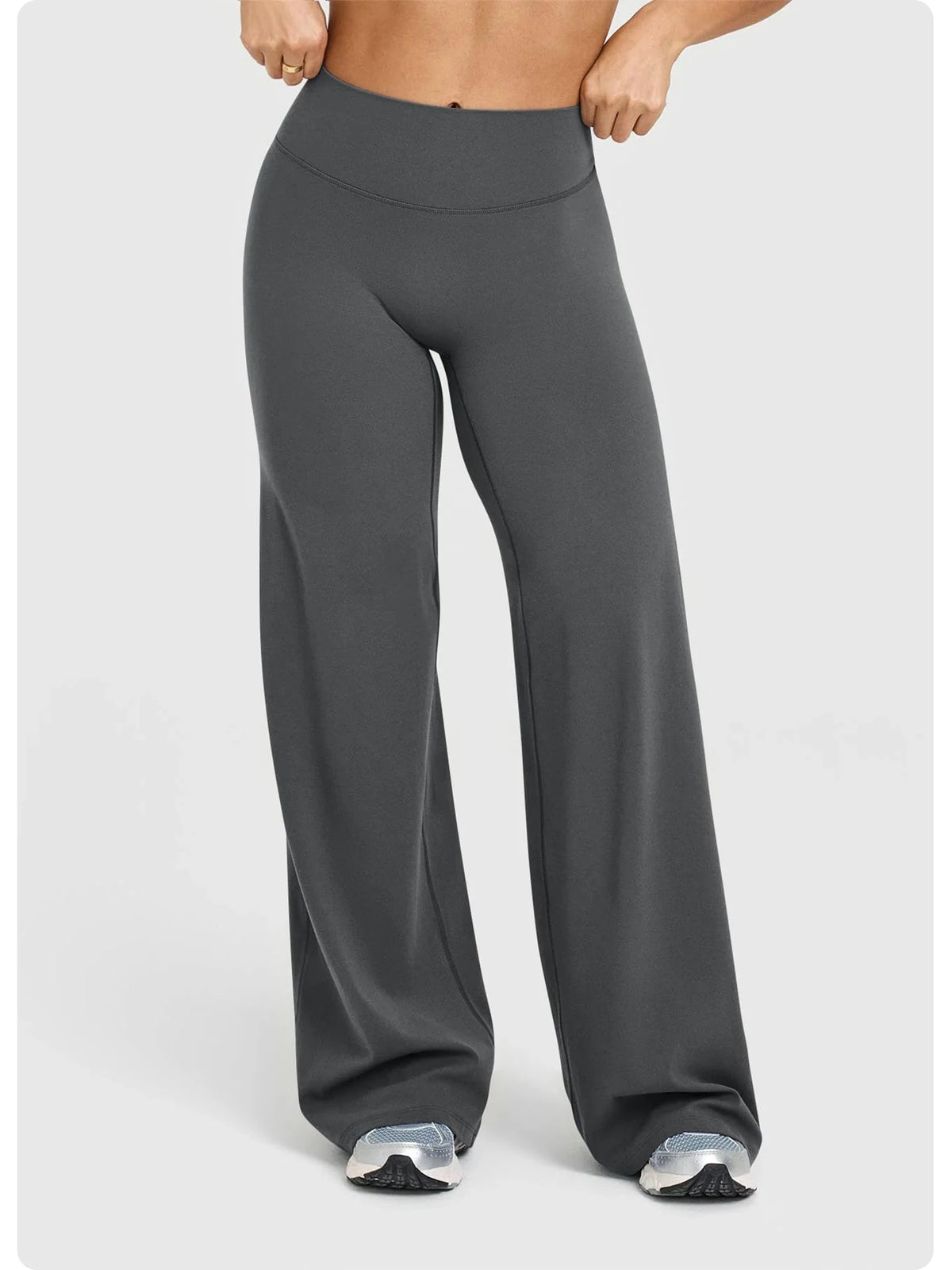 High Waisted Wide Leg Yoga Pants Women Butt Lift Coffee Brown Workout Trousers Flare Leggings Tummy Control Gym Fitness Wear