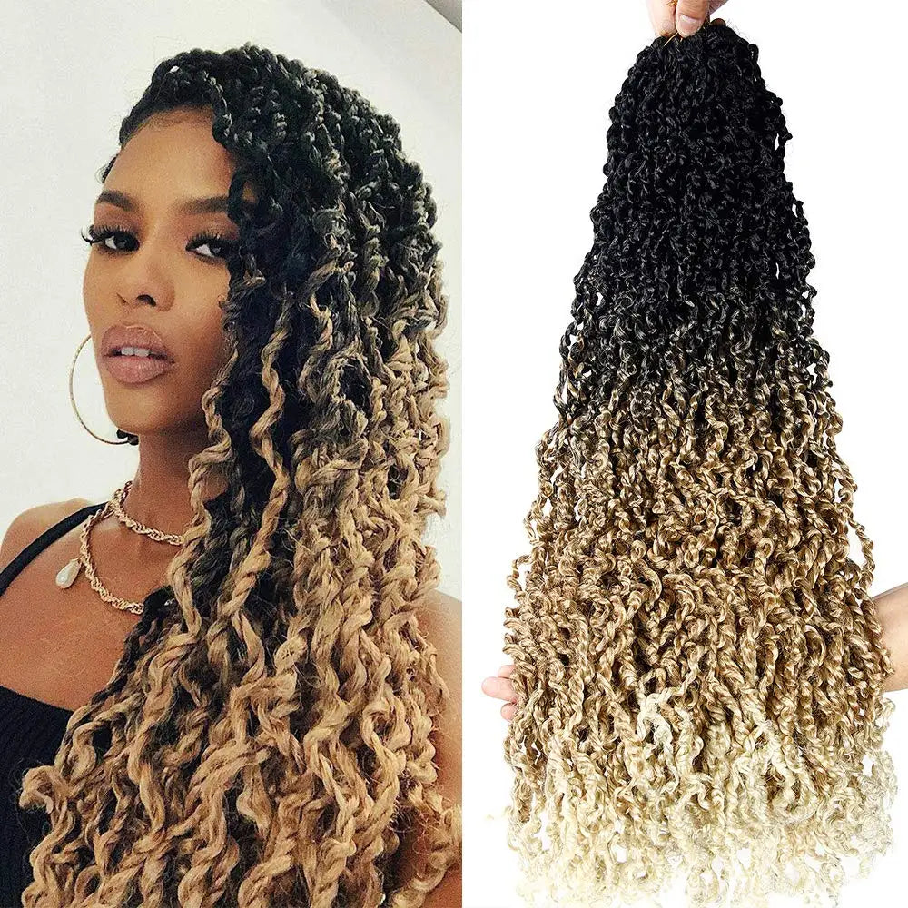 Tresses Crochet Senegalese Twist Bouclées | Brun Ombre Synthétique | Water Wave | Afro Femme | Passion & Majesty Twist