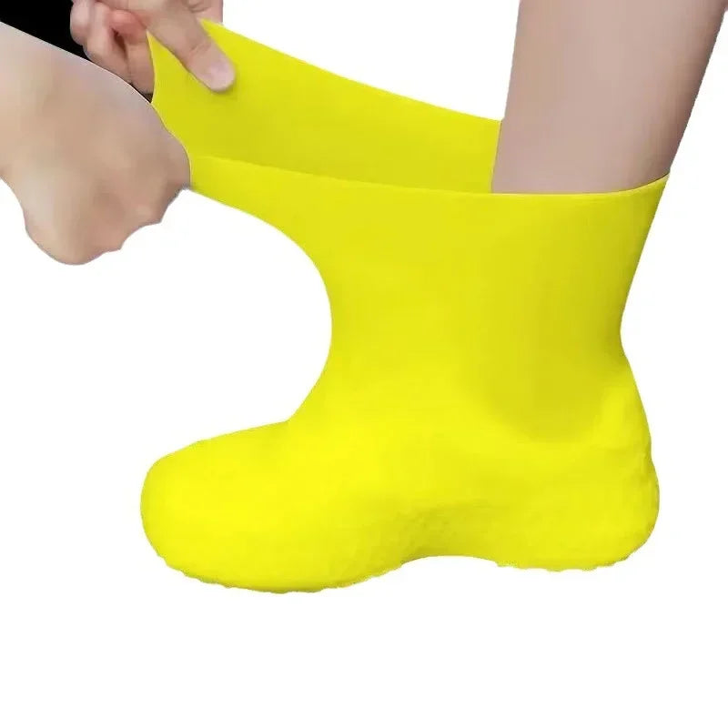 1 Pair Silicone Waterproof Shoe Covers Slip-resistant Rubber Rain Boot Rain Gear Overshoes Accessories for Outdoor Rainy Day