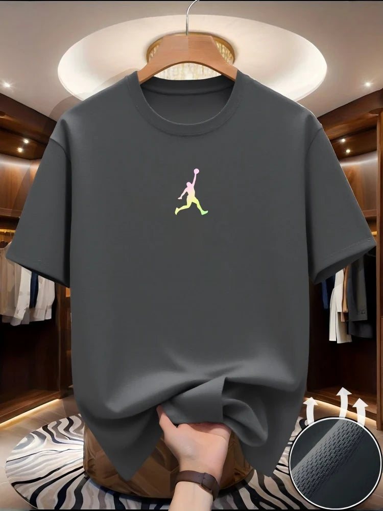 Trendy  short-sleeved T-shirts for men and women, popular summer style, versatile, slim-fitting printed round neck tops