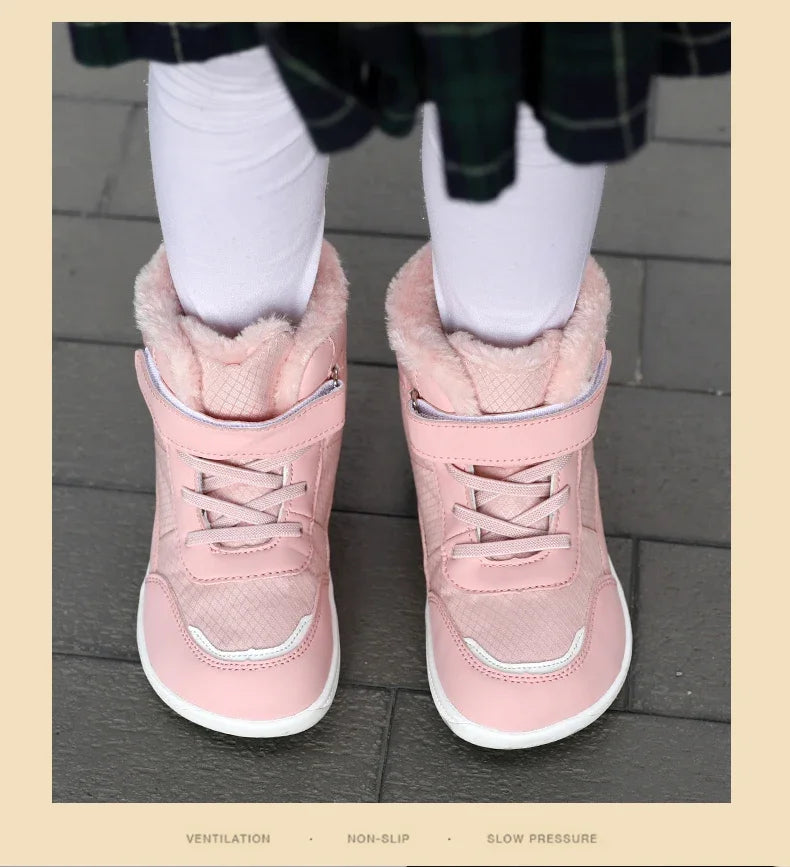 New Kids Wide Toe Barefoot Snow Boots | Boys/Girls Winter Minimalist Sneakers | Girls Boys Warm Boot Toddler Little Big Kids