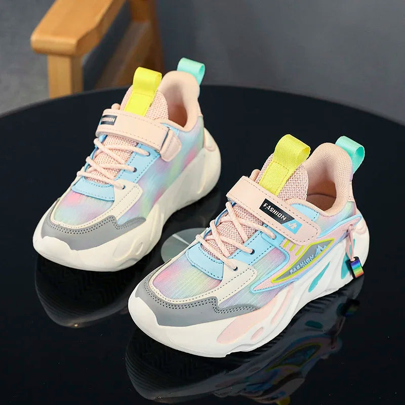 New Kids Girls Sneakers Breathable Mesh Running Shoes Lightweight Soft Sole Sports Shoes for Children School Walking Tennis