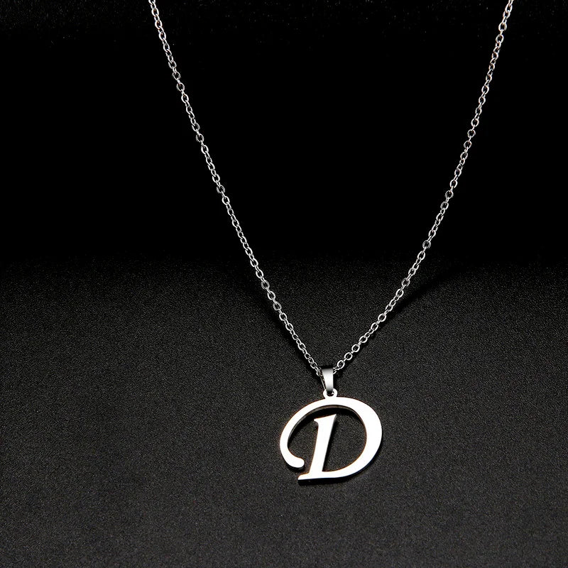 Collier Initiale Grand Alphabet A-Z | Acier 316L Minimaliste | Pendentif Femme | Cadeau Bijou