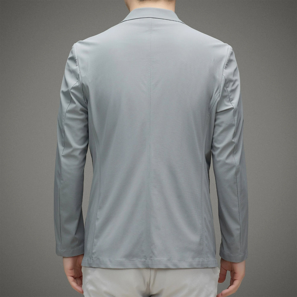 Minimalist Men's Casual Blazer Ice Silk Nylon Spandex Seamless High-Stretch Sun Protection Cooling Summer Breathable Tech Jacket