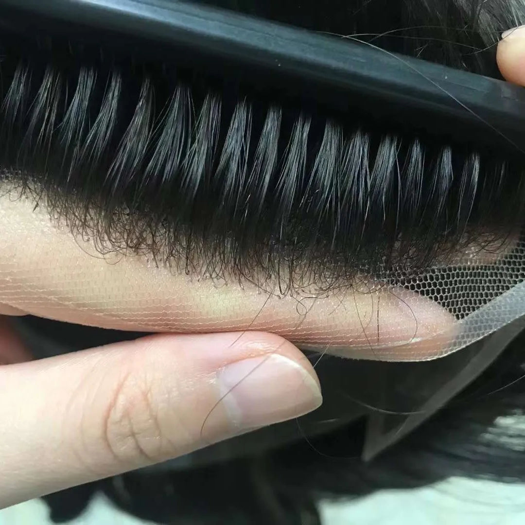 Toupee for Men Human Hair Wigs Men's Toupee FPM Prosthesis Units Patch Curly Wave Toupee Hair Real Human Replacement