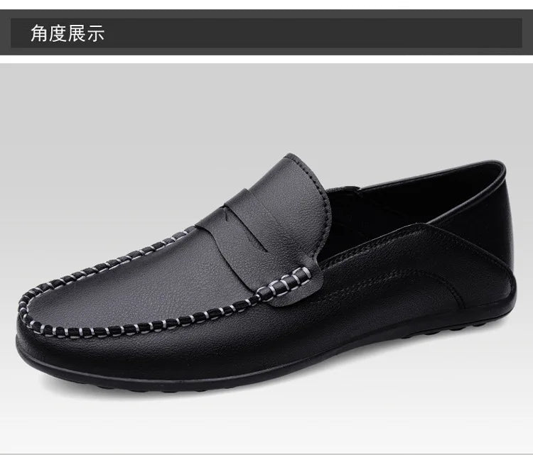 Mocassins Homme Mariage | Cuir Fendu Blanc | Chaussures Conduite Légères | Slip-On Casual Élégant 2026