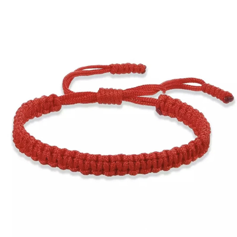 Bracelet Tressé Bouddhiste Tibetain | Rouge & Noir | Porte-Bonheur Amulette | Bijou Femme & Fille