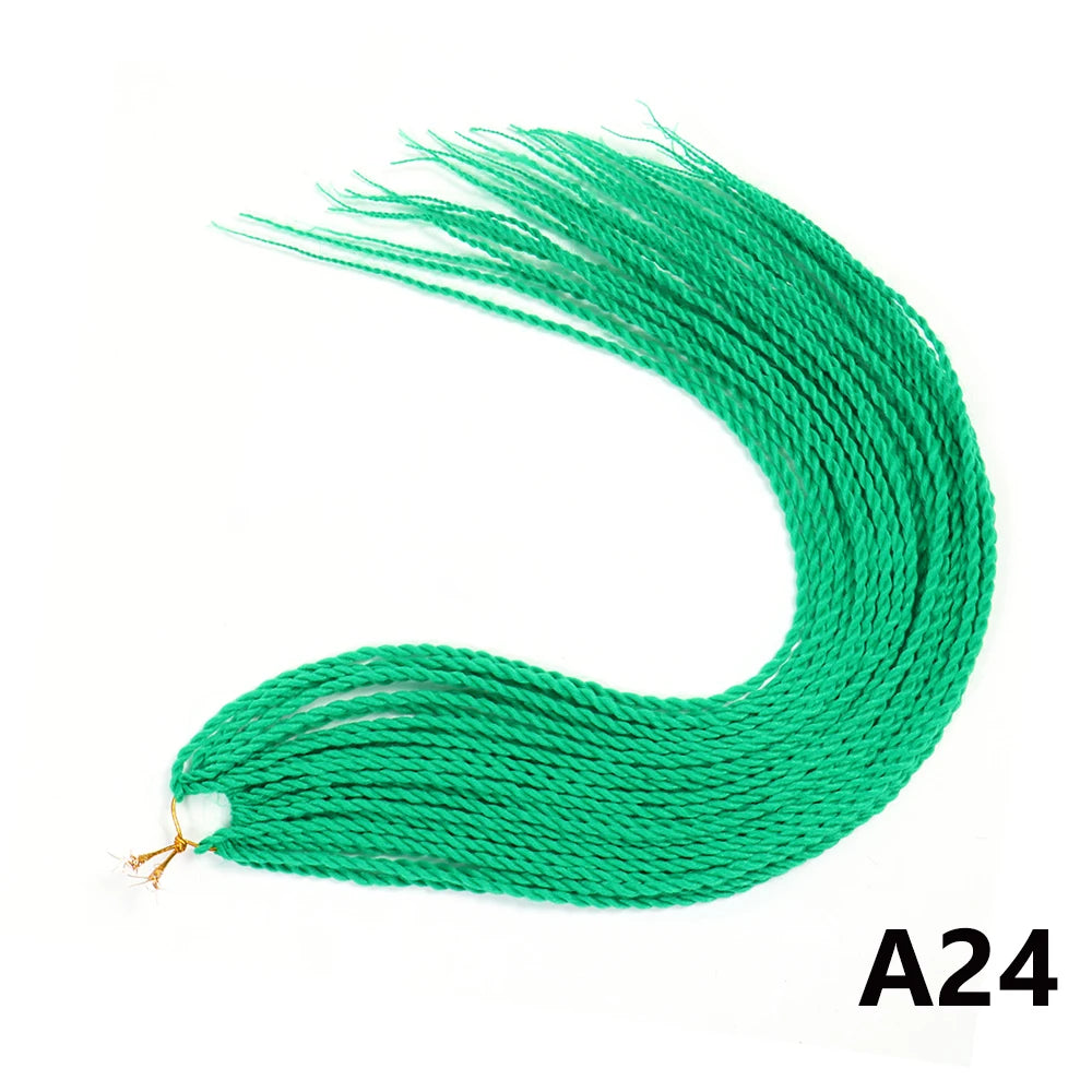 Tresses Senegalese Twist Crochet Synthétiques 24 Pouces | Brun | 30 Racines | Extensions Femme