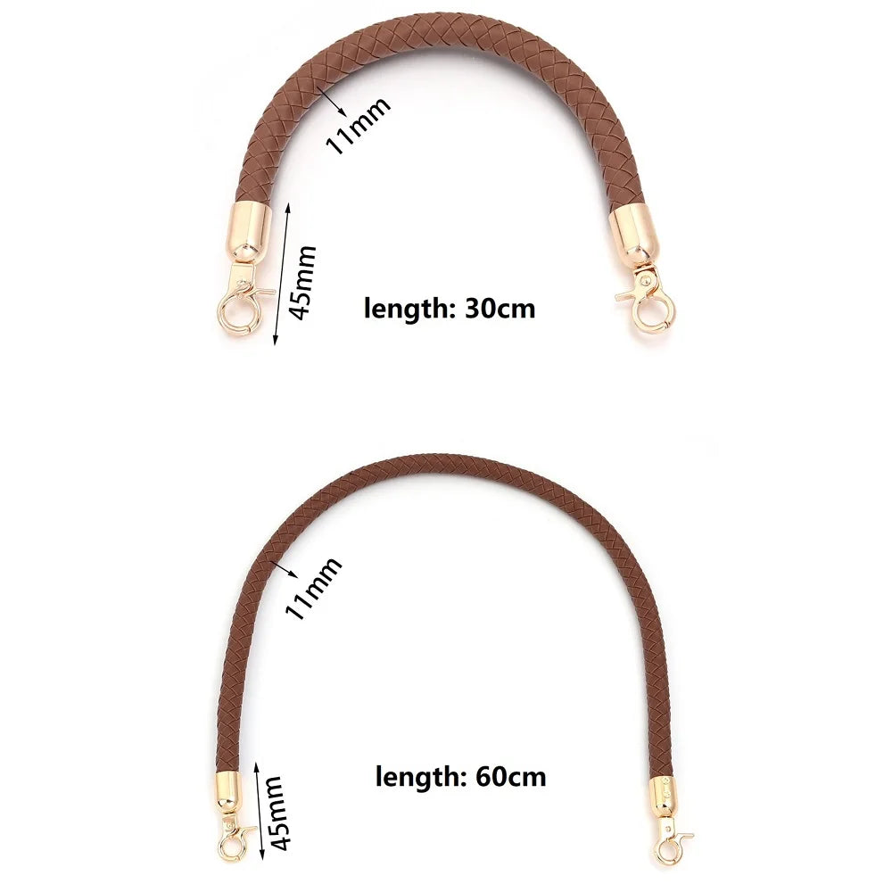 30/60cm Fashion PU Leather Woven Handbag Handles Metal Buckle for Women Bag Purse Replace Shoulder Strap Handle Bag Accessories