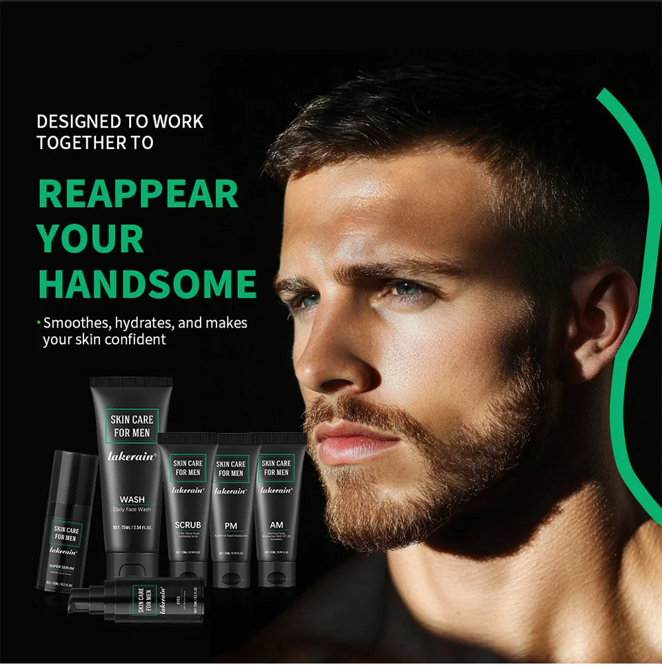 Men's Skin Care Kit - 3 in 1 Set with Face Wash, Moisturizing Cream & Eye Cream, Daily Anti-Aging & Oil Control Facial Treatment