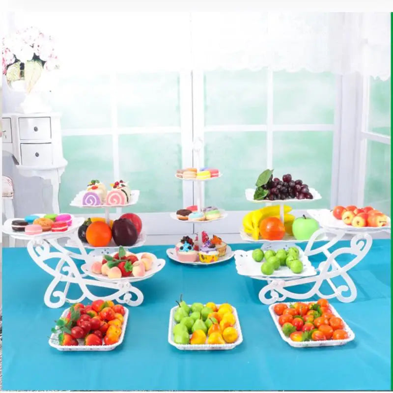 European Style Three-Tier Cake Tray Snack Stand Fruit Plate Birthday Party Decoration Supplies Wedding Dessert Table Cake Stand