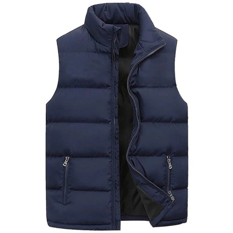 Men's Vest Jacket Warm Sleeveless Jackets Winter Waterproof Zipper Coat Autumn Stand-up Collar Casual Waistcoat Brand Clothing
