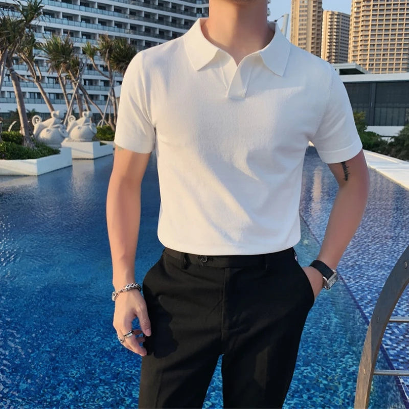 Polo en maille uni pour homme | Manches courtes