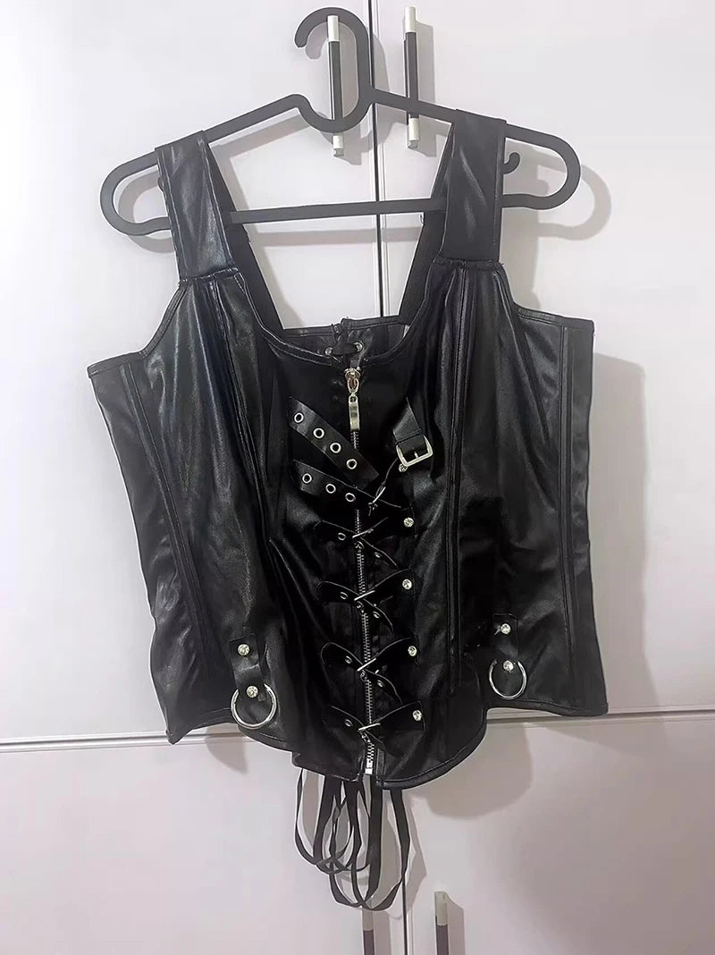 Corset Bustier Faux Cuir Femme Sexy | Boucles Sur-Buste | Sculptant Gilet | Taille Formant