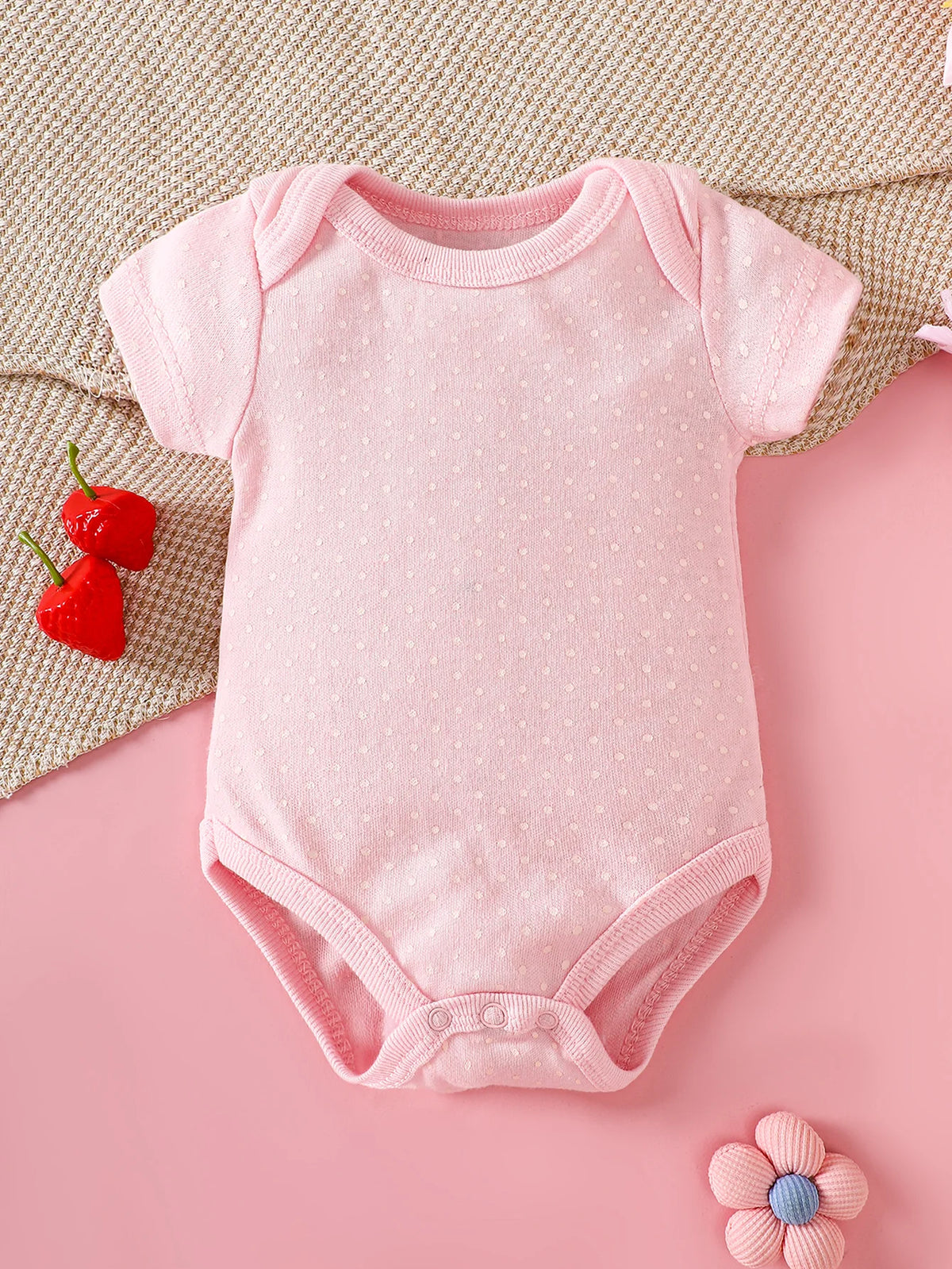 3-Piece Baby Bodysuits | 100% Cotton | Pink LOVE Print | For 0-9 Months Infants