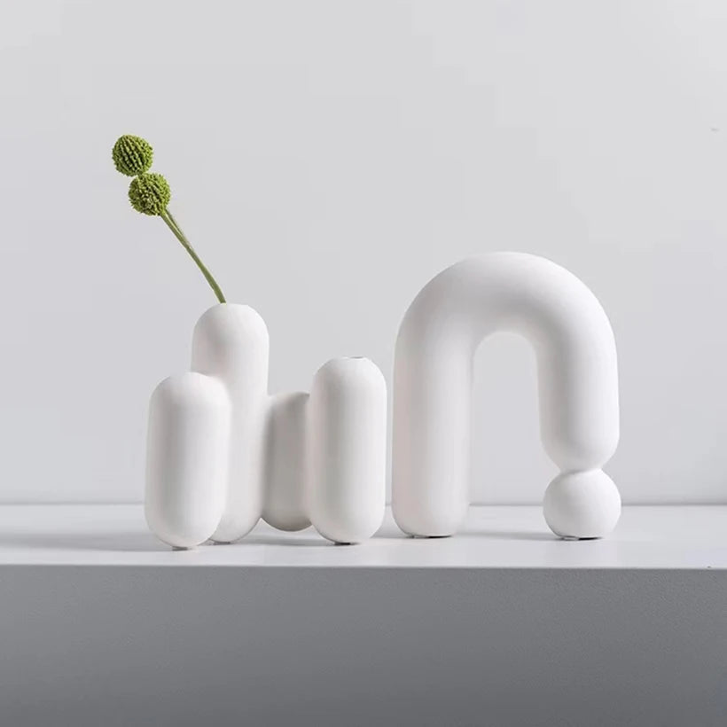 Vase blanc en céramique | Décoration de table