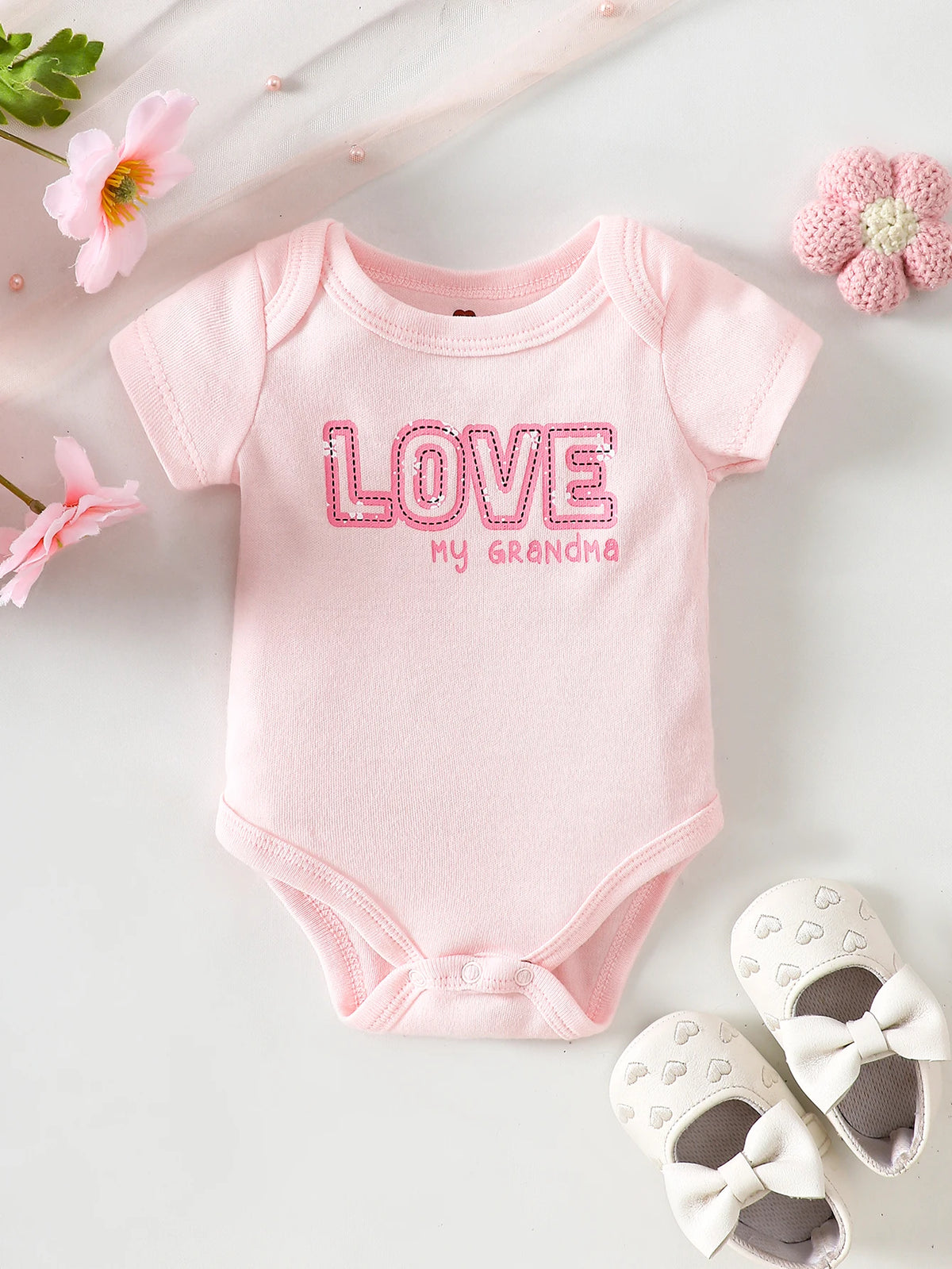 3-Piece Baby Bodysuits | 100% Cotton | Pink LOVE Print | For 0-9 Months Infants