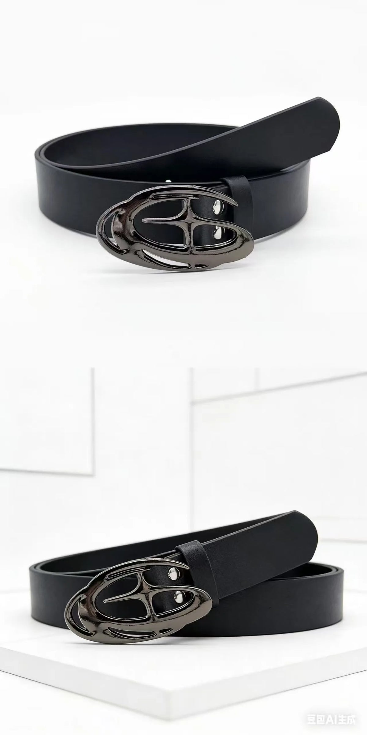 Fashion Women's Two-Piece Belt Set [Black + White] Plus-Size Belt Set, Suitable for Waist Circumference 29.53-37.4 Inches, Decor