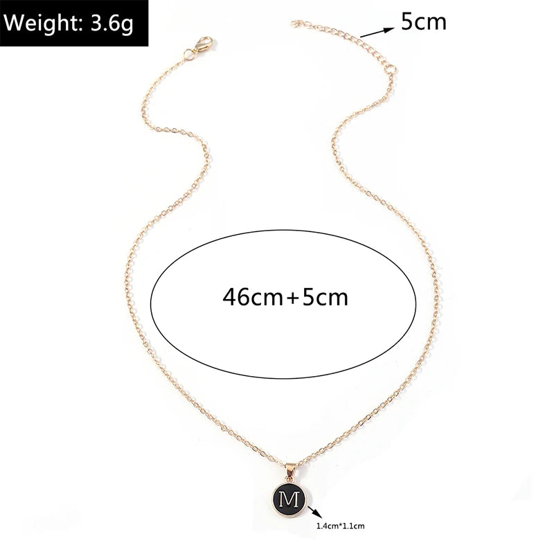 Collier Pendentif Initiales Femme | 26 Lettres A-Z Émail | Bijou Tendance Cadeau Anniversaire Fille