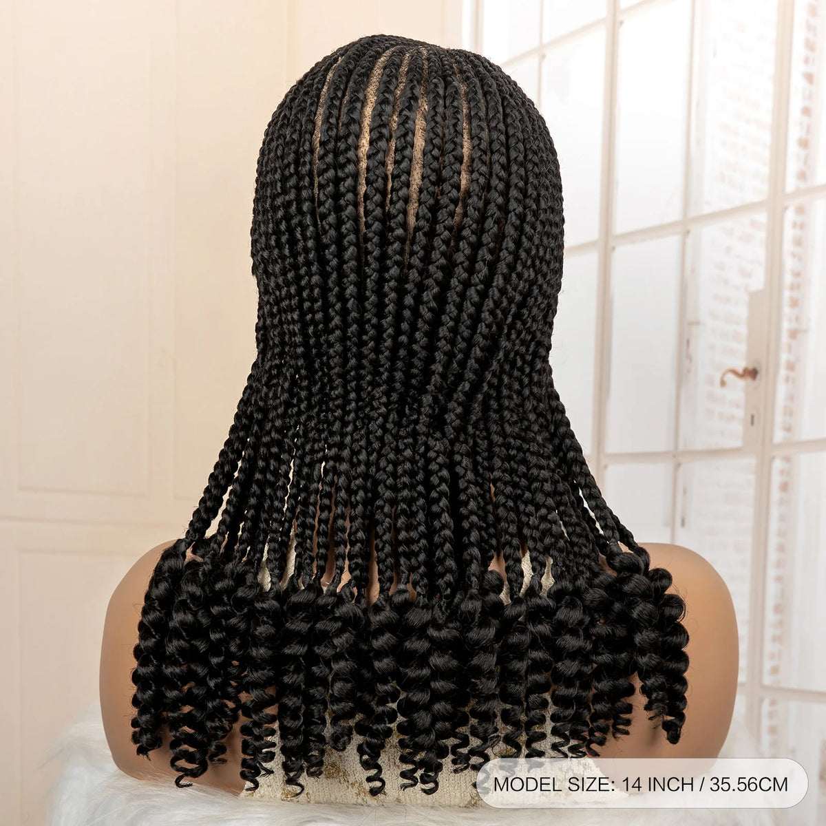 Perruque Tresses Cornrow Synthétique | Full Lace | Knotless Boucles Extrémités | Afro | Lace Frontal | Femmes Noires
