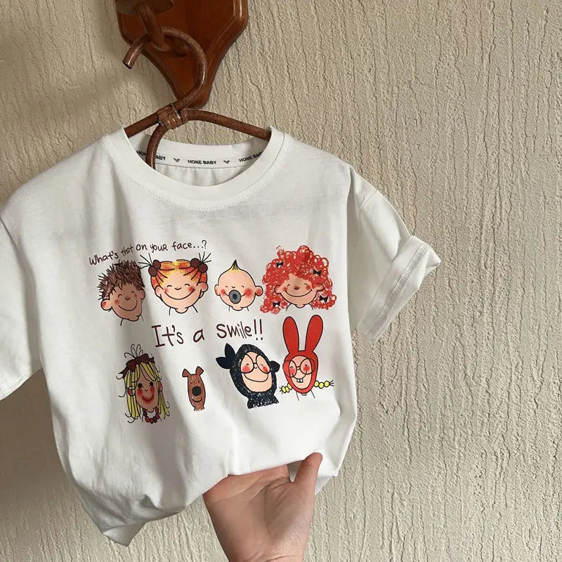 T-Shirt Enfant Été | Imprimé Cartoon Mignon | Pull Fille & Garçon | 3-8 Ans | Tendance