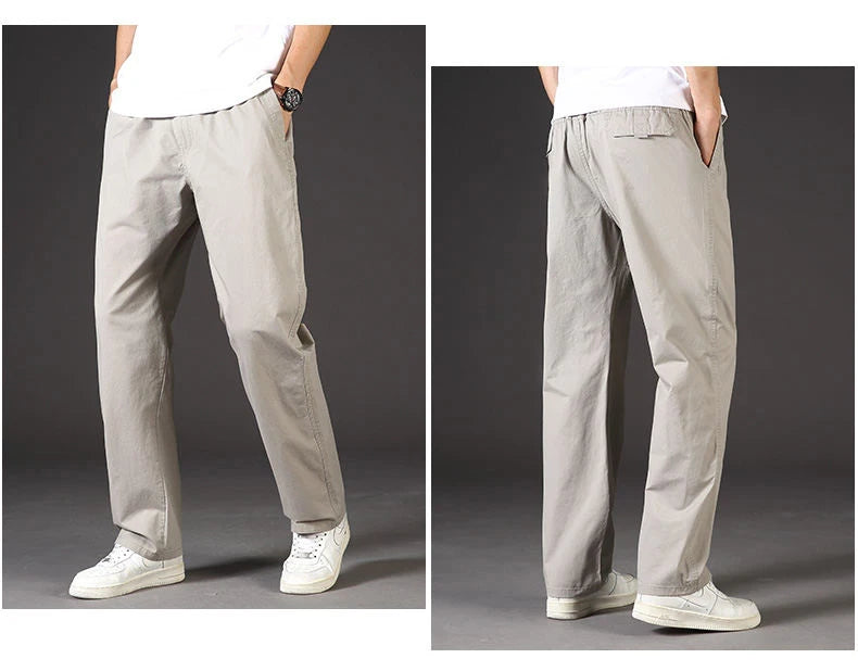Pantalon cargo ample en coton pour homme | Taille élastique