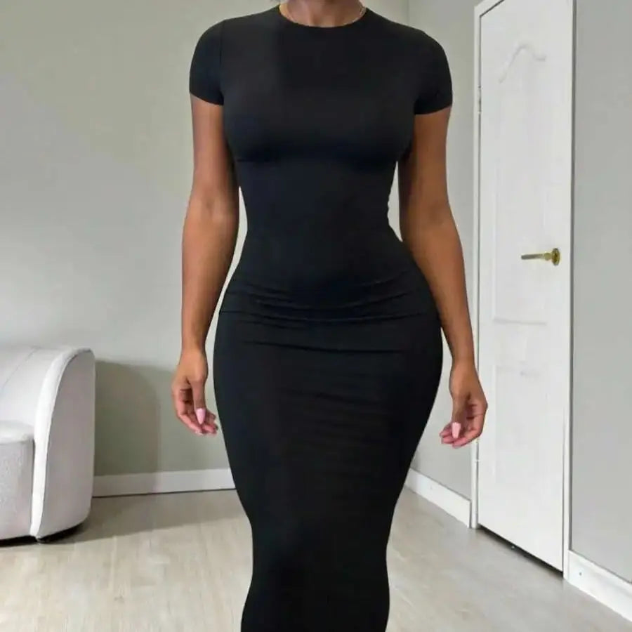 Women's Solid Color Bodycon Dress Casual Spring Summer Fashion Comfortable Fit Dress