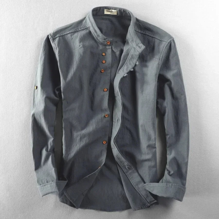 Chemise ample en coton et lin pour homme | Manches longues | M à 7XL
