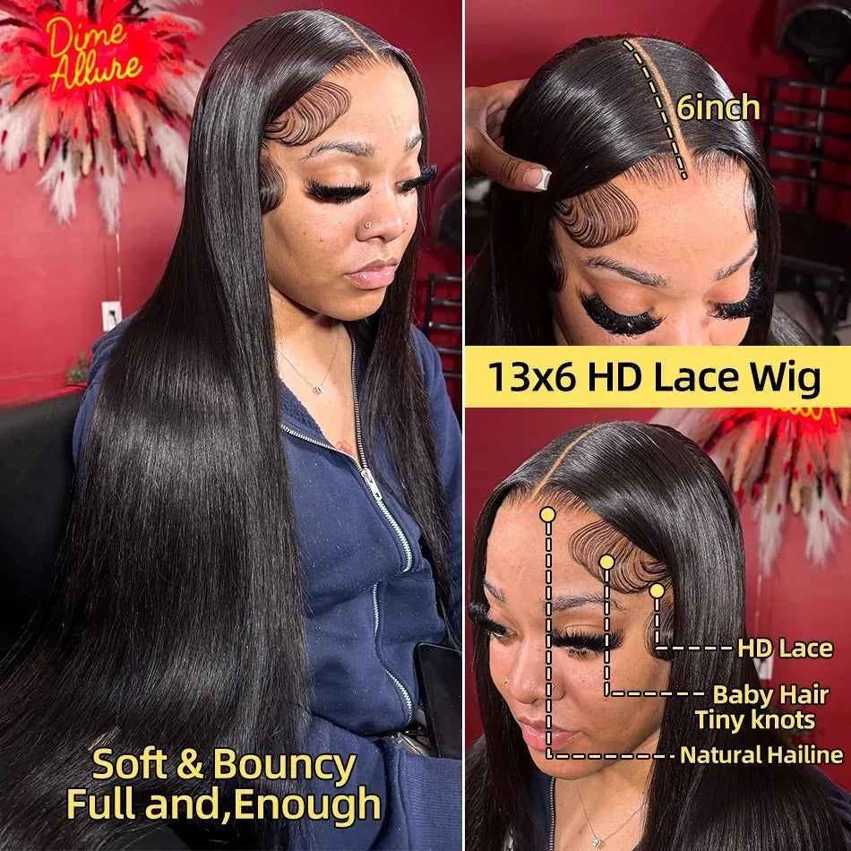 40 30 Inch Bone Straight 13x6 HD Lace Frontal Human Hair Wig Straight 13x4 Transparent Lace Front Wig Pre Plucked Glueless