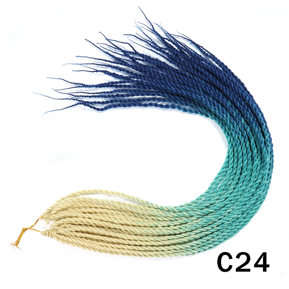 Tresses Senegalese Twist Crochet Synthétiques 24 Pouces | Brun | 30 Racines | Extensions Femme