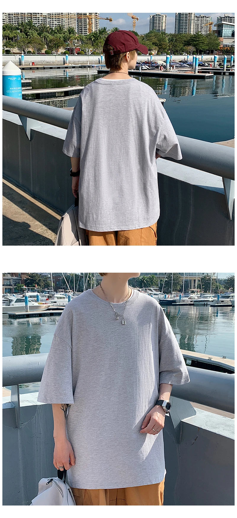 T-shirt ample uni en coton pour homme | Manches courtes | S à 5XL